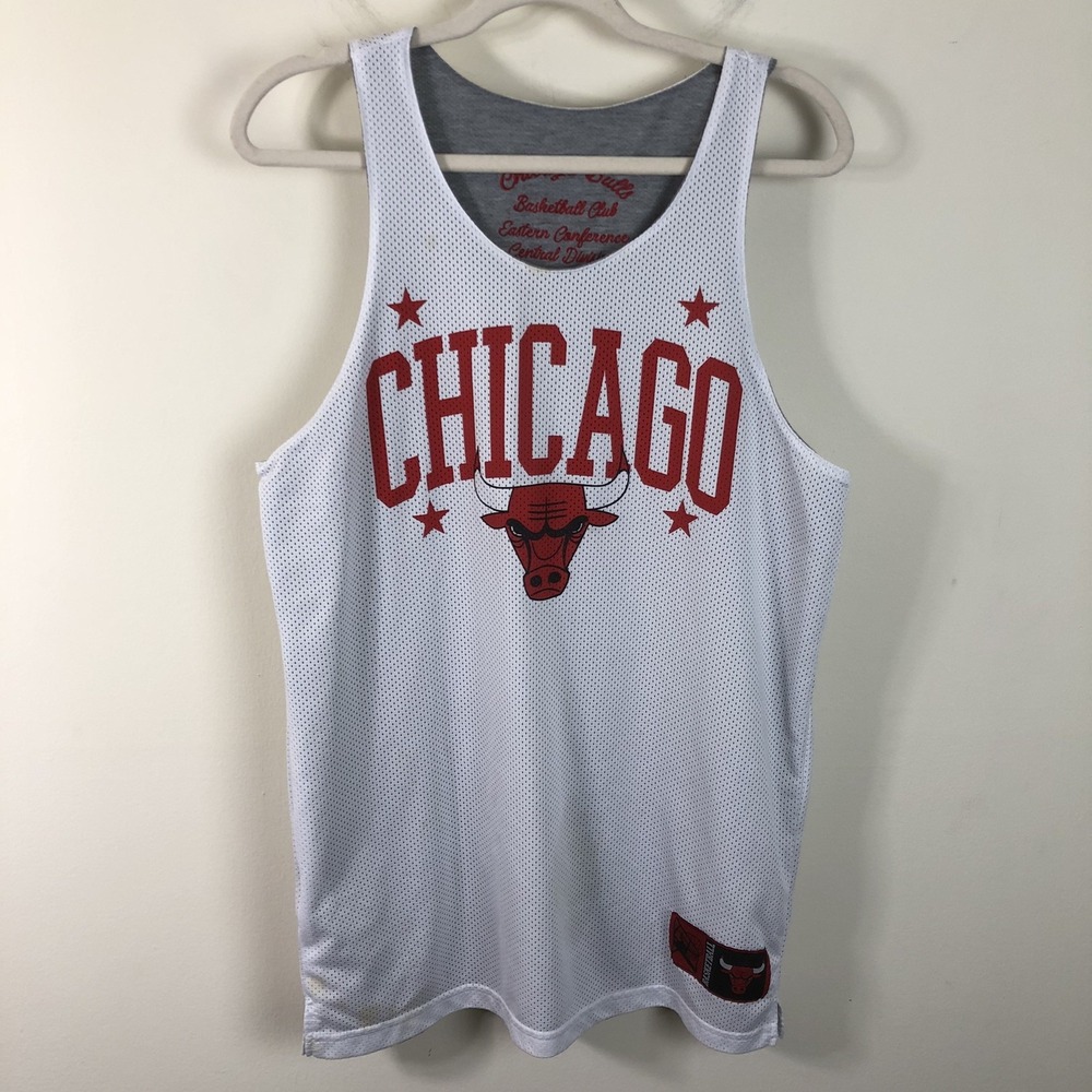 Chicago Bulls NBA Basketball Ultra Game Mesh Reversible Jersey Mens M White Gray